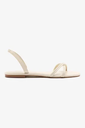 Annie Flat In Ivory Leather