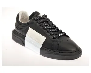 Bestseller Black and White Leather Logo Low Top Sneakers  Today Only!