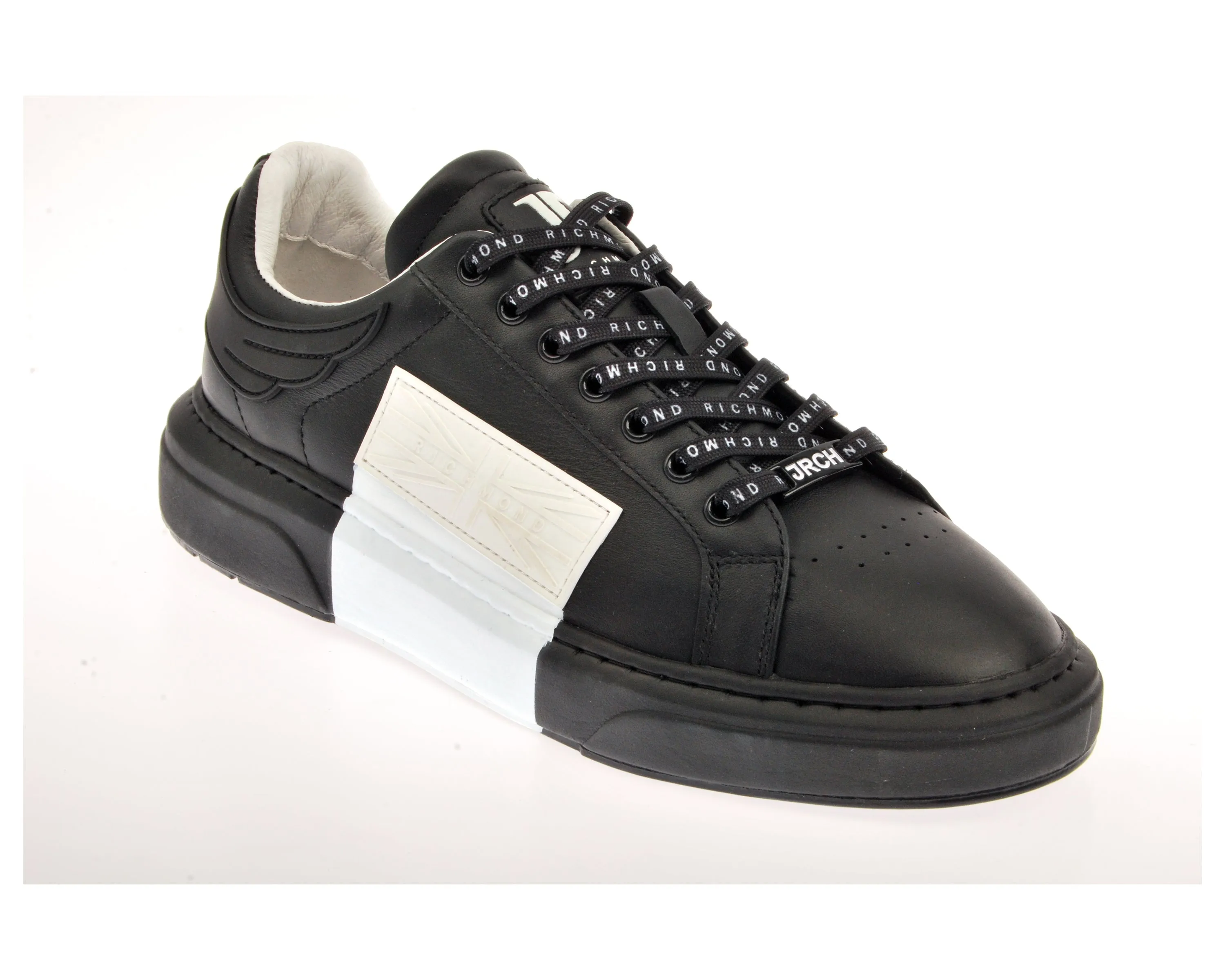 Bestseller Black and White Leather Logo Low Top Sneakers  Today Only!