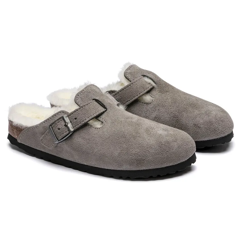Birkenstock Boston Shearling Stone Coin slippers