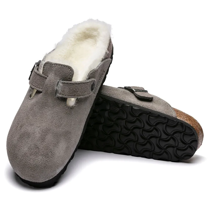 Birkenstock Boston Shearling Stone Coin slippers