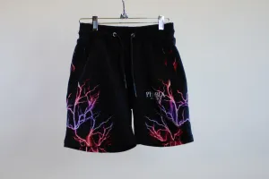 BLACK SHORTS WITH VIOLET LIGHTING