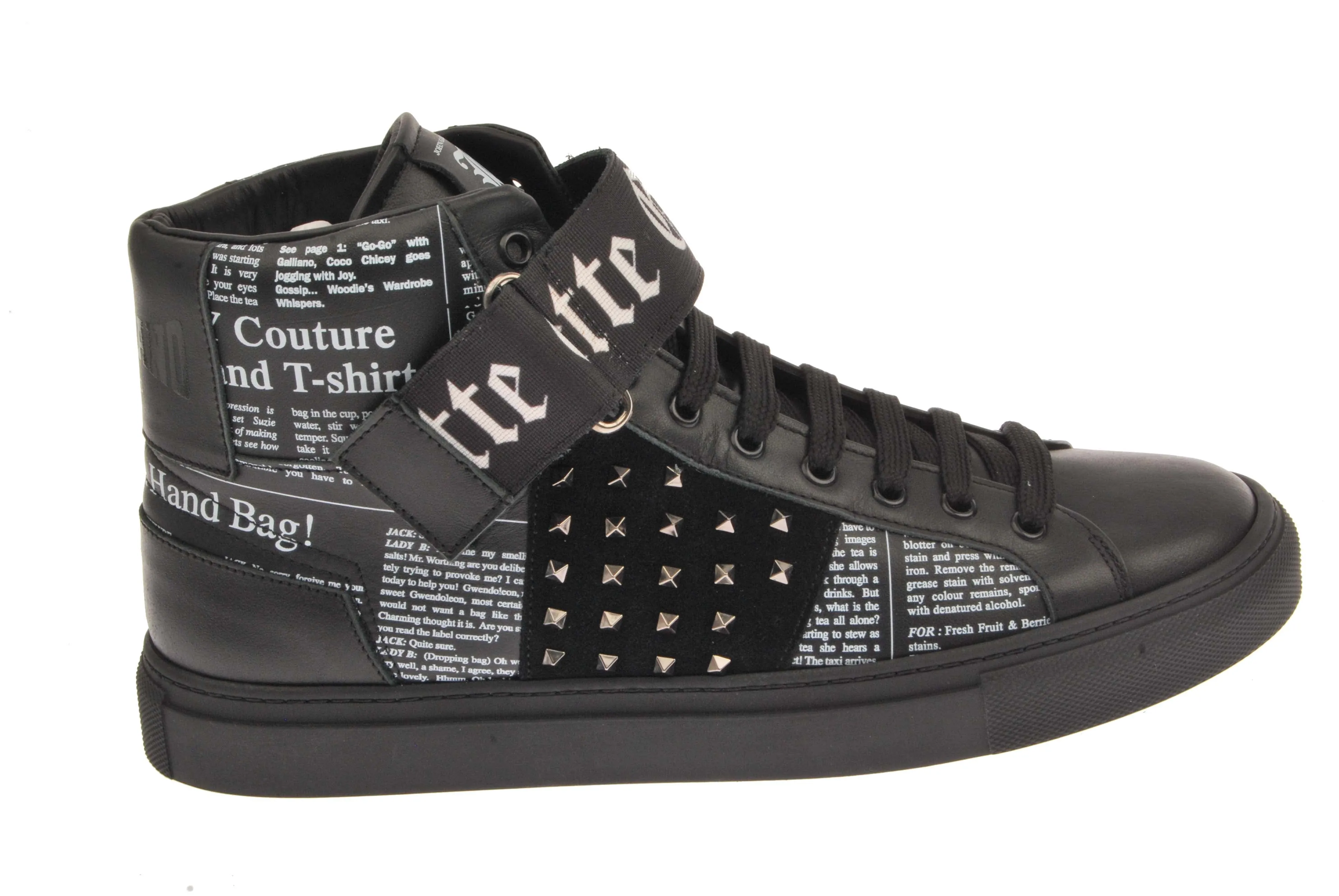 Clearance Price Leather Newsprint High Top Ankle Shoes  Almost Sold Out!