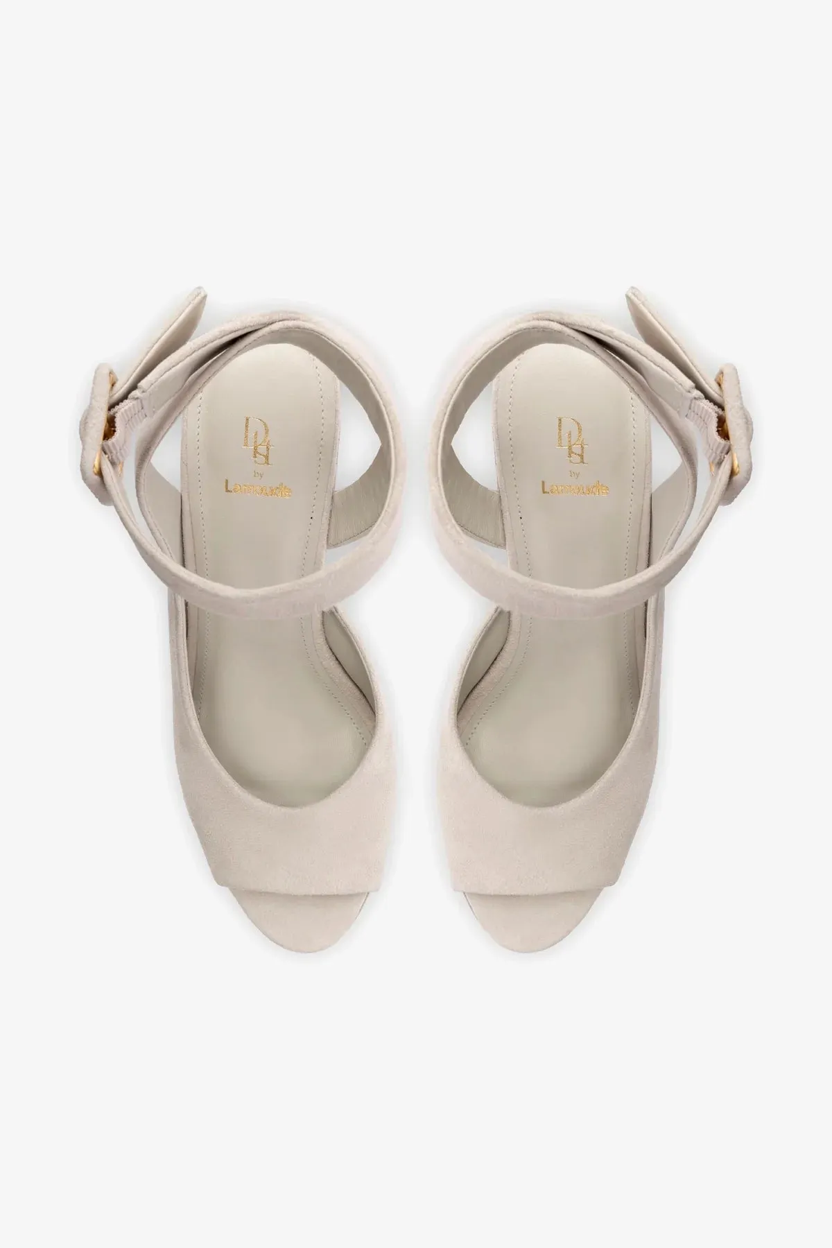 Deena By Larroud Wedge Sandal In Mushroom Grey Suede