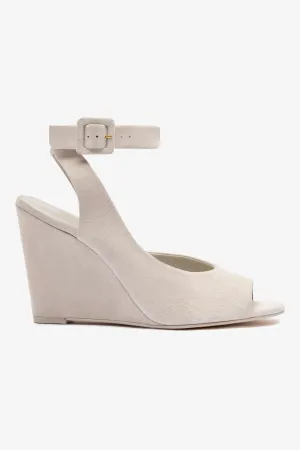 Deena By Larroud Wedge Sandal In Mushroom Grey Suede