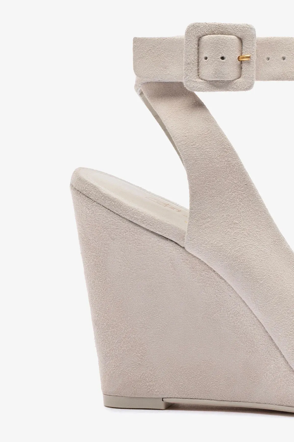Deena By Larroud Wedge Sandal In Mushroom Grey Suede