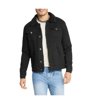Editors Choice Black Sherpa Collar Black Denim Jacket  Limited Stock!