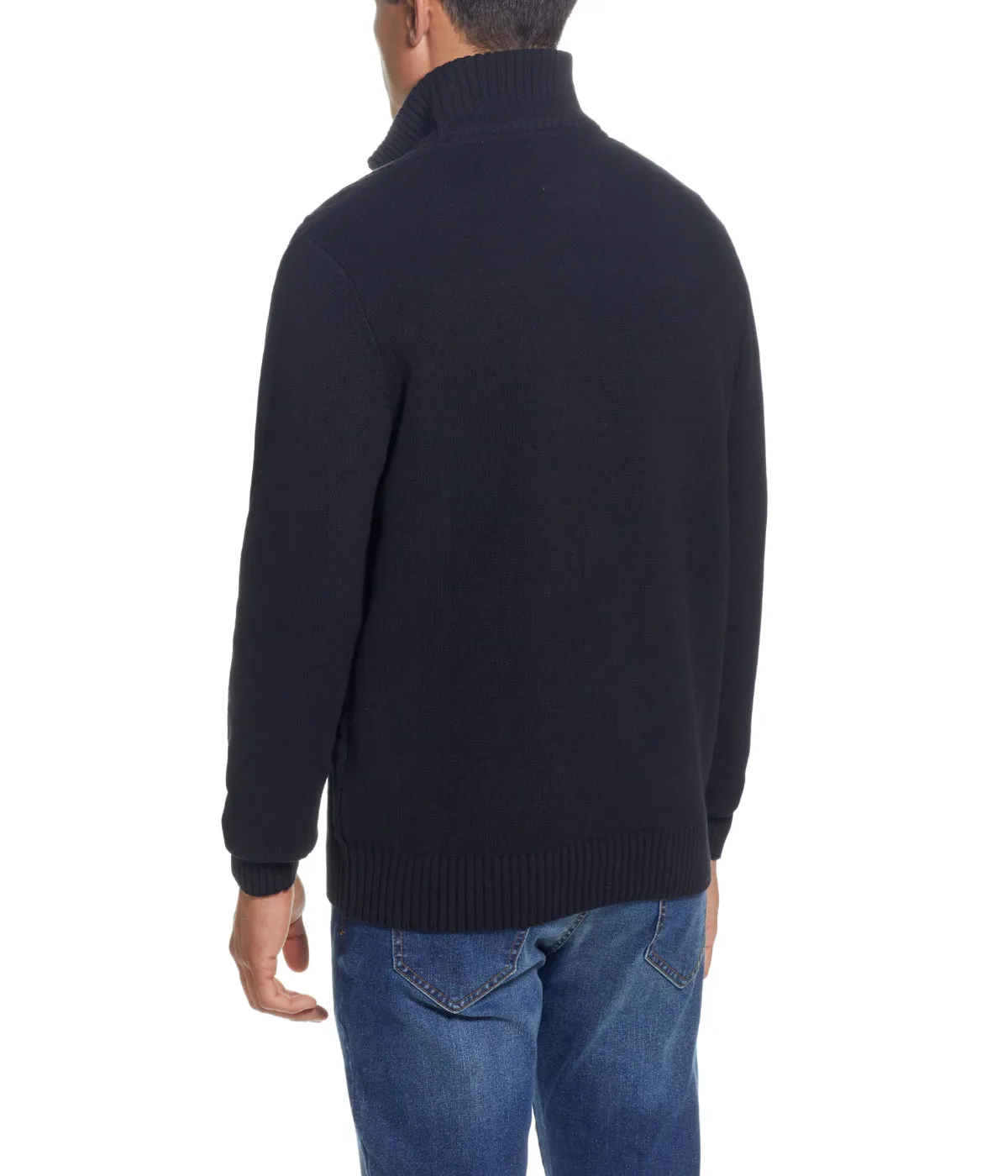 Exclusive Cable Knit Quarter Zip Sweater Black  Stylish & Comfortable