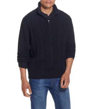 Exclusive Cable Knit Quarter Zip Sweater Black  Stylish & Comfortable