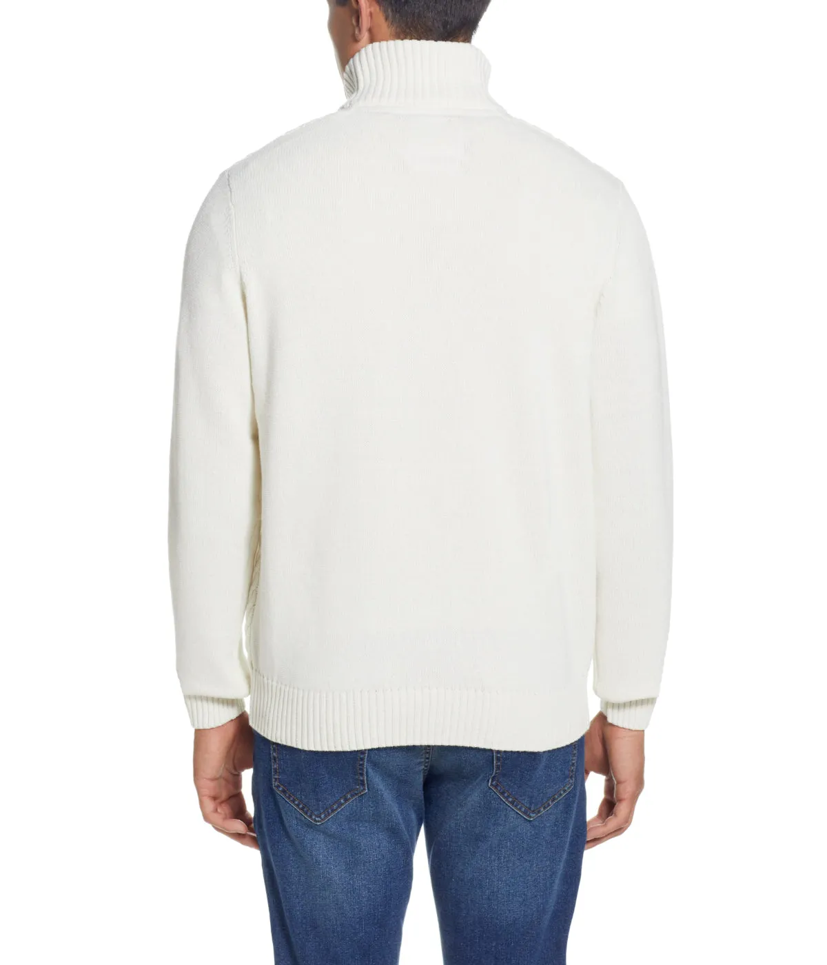 Exclusive Cable Knit Quarter Zip Sweater Ecru  Last Chance!