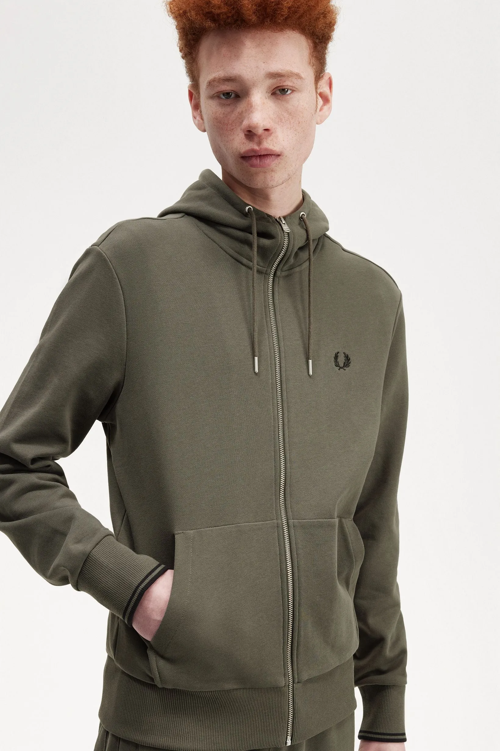 Felpa Fred Perry Hooded Zip Through Sweatshirt
