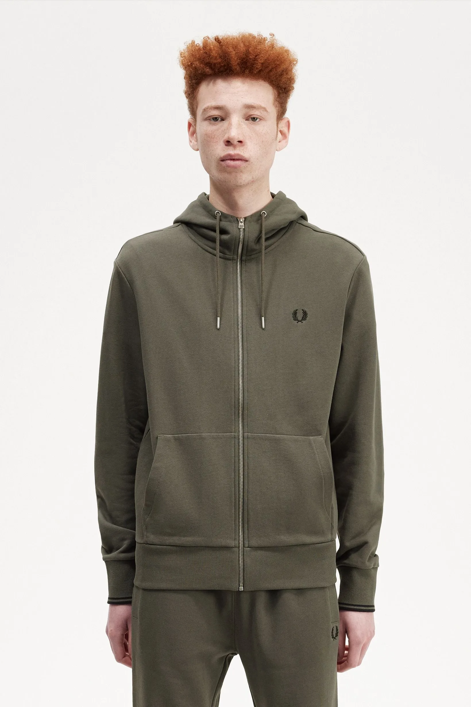 Felpa Fred Perry Hooded Zip Through Sweatshirt