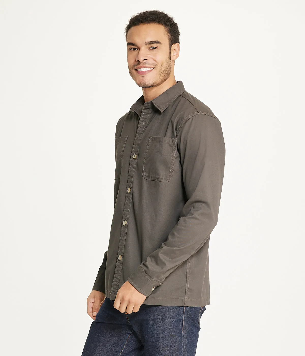Final Few Men's Long Sleeve Shirt Jacket Stretch Twill  Today Only!