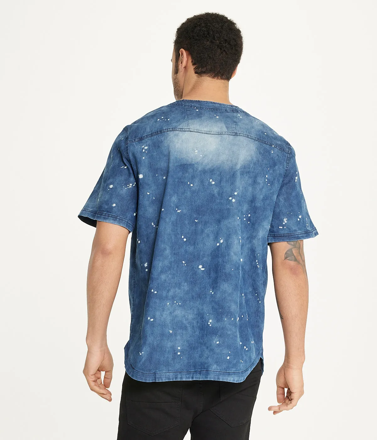 Flash Sale Brooklyn Laundry Men's Baseball Denim Shirt  Denim Bleach  Today Only!