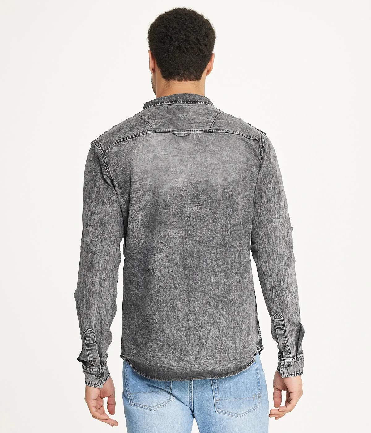 Flash Sale Men's Brooklyn Laundry Long Sleeve Stretch Denim Shirt 4  Dont Miss Out!