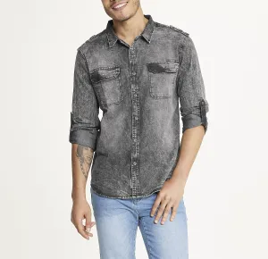 Flash Sale Men's Brooklyn Laundry Long Sleeve Stretch Denim Shirt 4  Dont Miss Out!