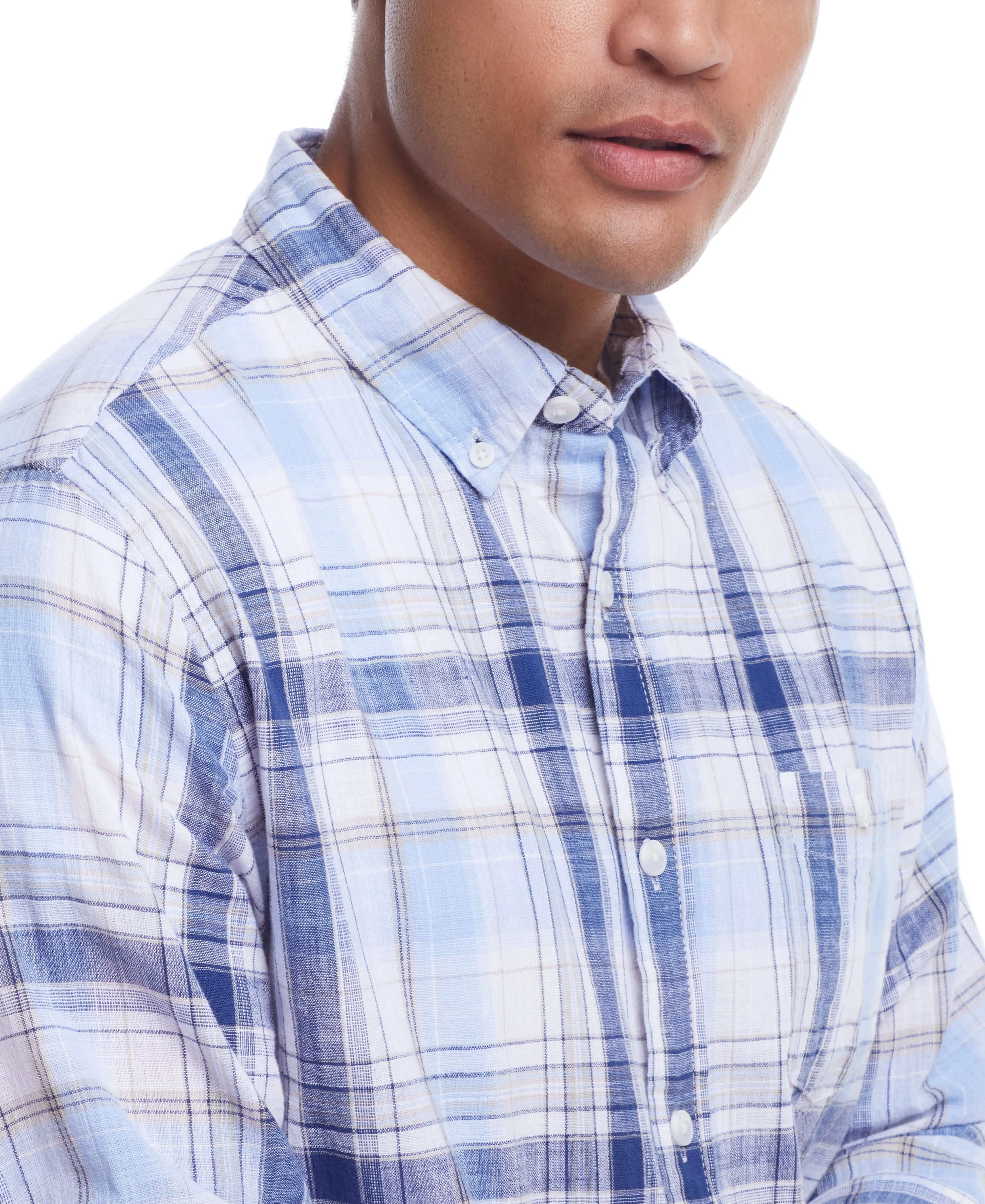 Flash Sale Weatherproof Vintage Men's Long Sleeve Cotton Woven Plaid  Going Fast!