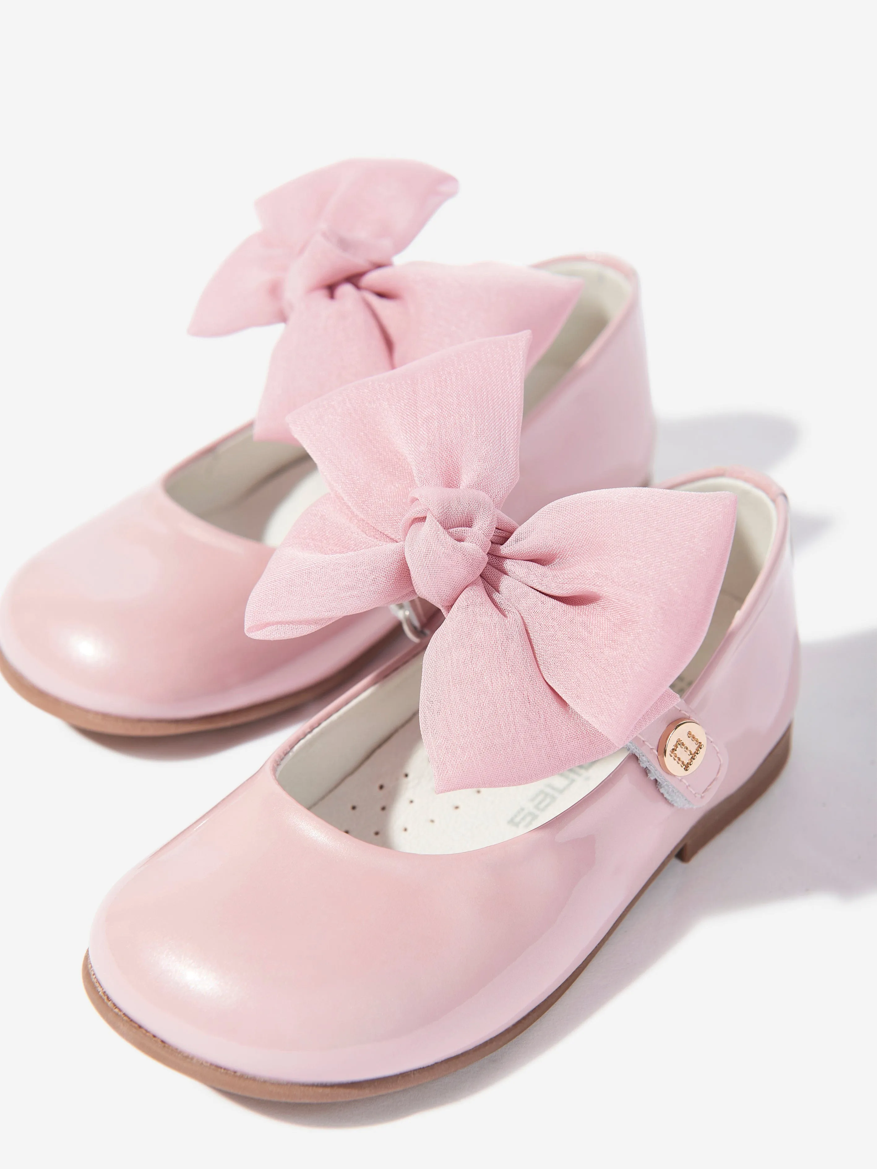 Girls Patent Leather Bow Shoes in Pink
