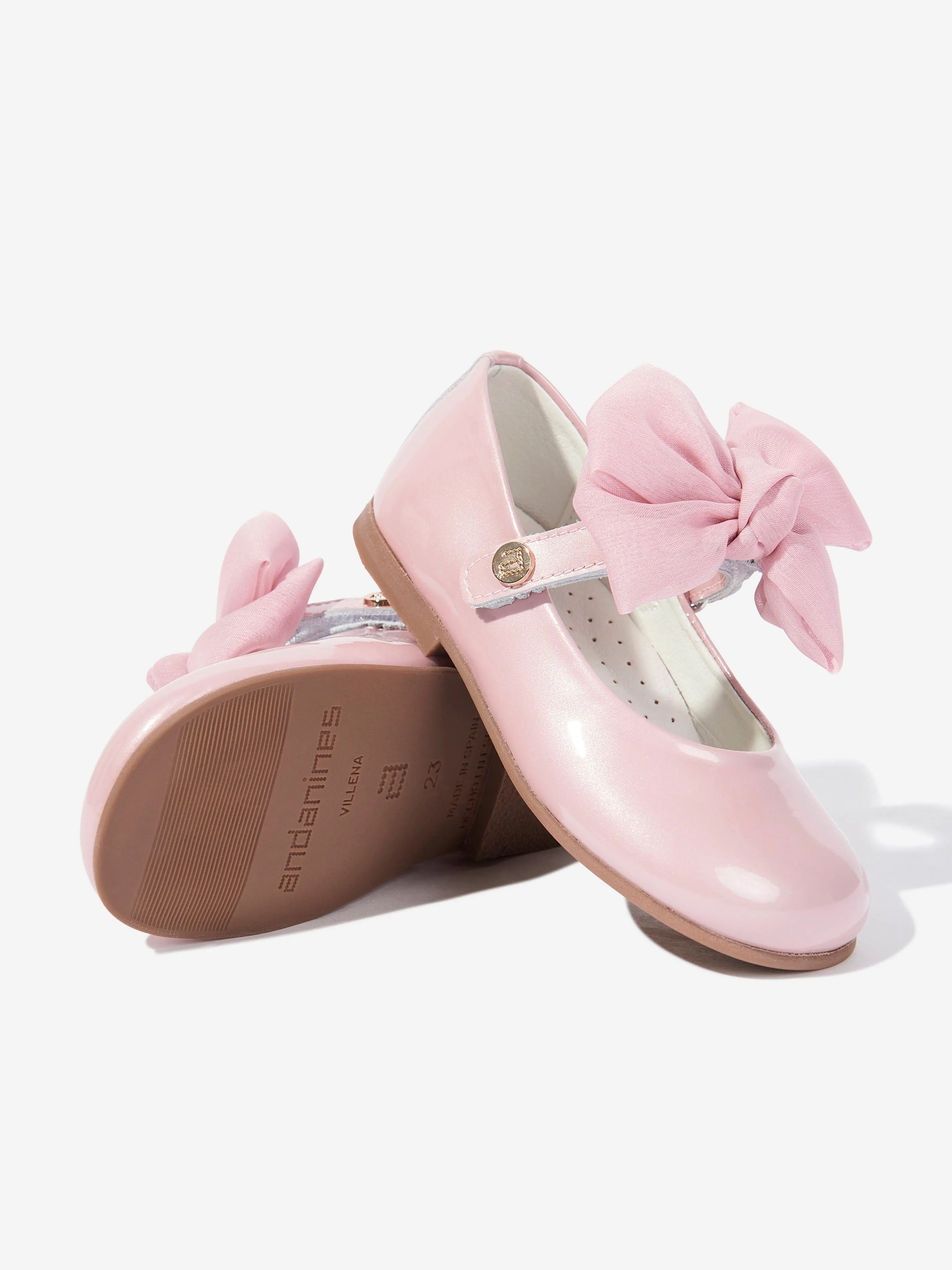 Girls Patent Leather Bow Shoes in Pink