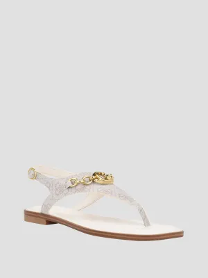 Ivory Rissy Logo Sandals Guess