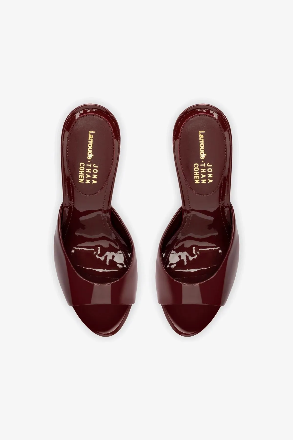 Larroud x Jonathan Cohen Mule In Burgundy Patent Leather