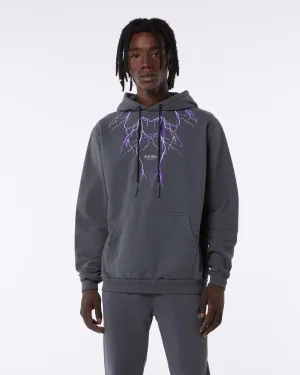 Phobia Gray Hoodie With Purple Lightning