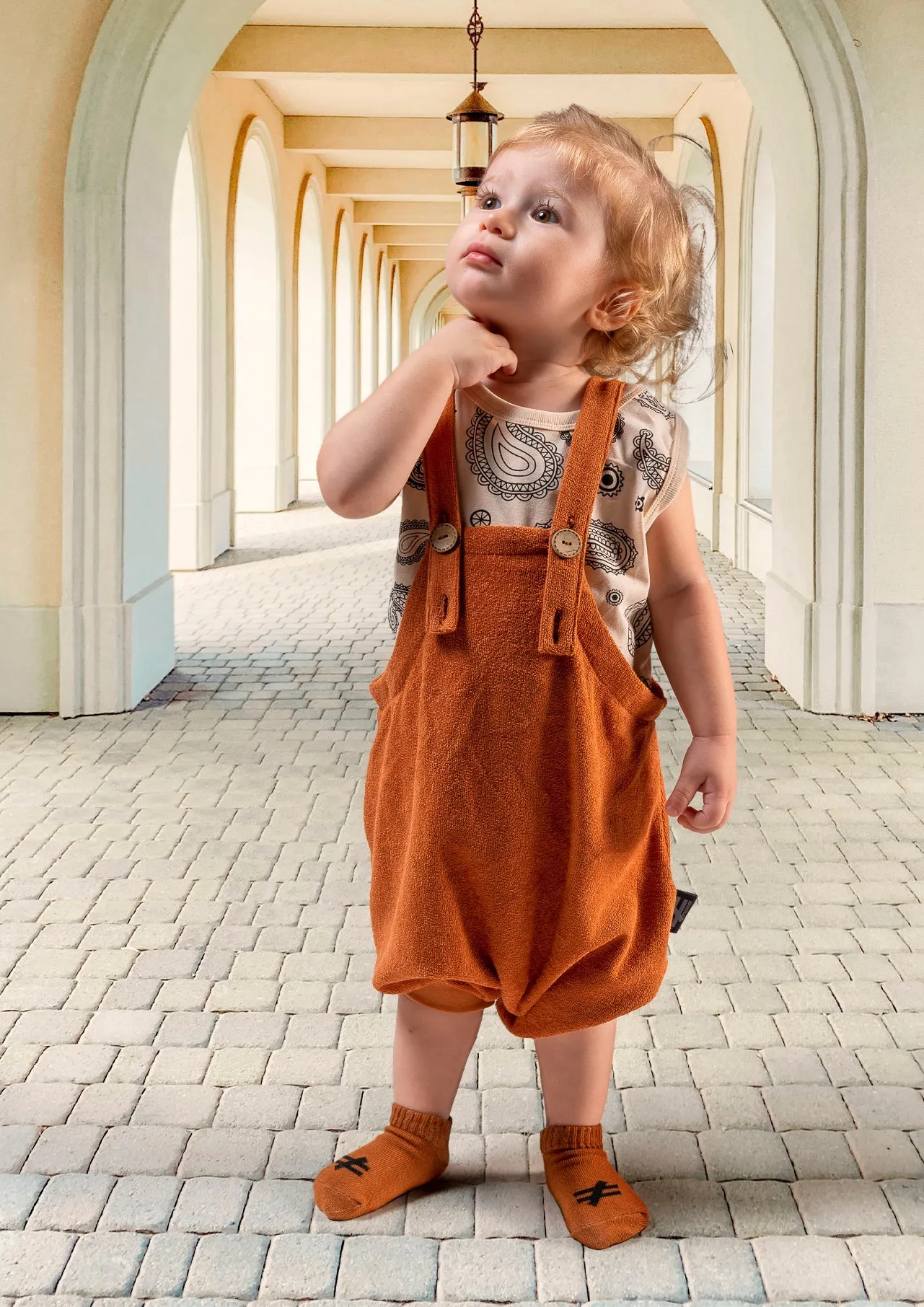 Purple Paisley Print Overalls