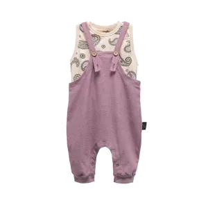 Purple Paisley Print Overalls