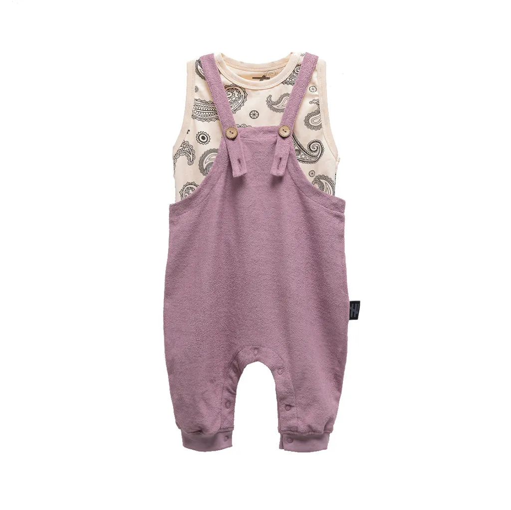 Purple Paisley Print Overalls