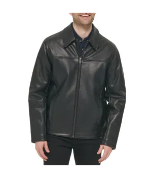 Selling Fast Mens Faux Leather Collared Jacket Black  Going Fast!